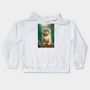 Sad cute little cat Kids Hoodie